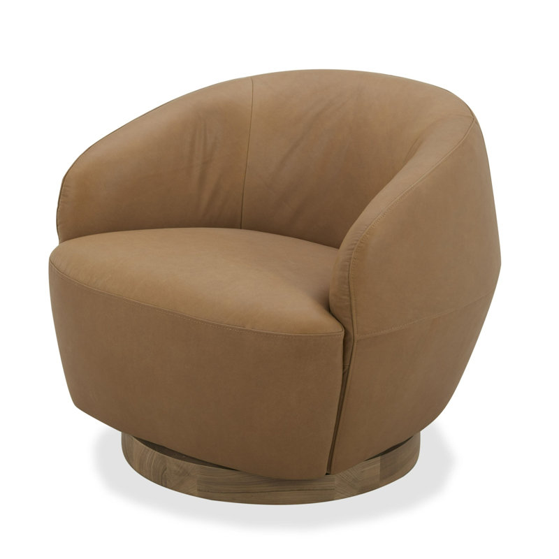 Fauteuil demi-tonneau pivotant en cuir Amelea
