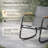 Kozyard 3-Piece Rocking Chair Set, Outdoor Rocking Textilene Bistro Set with Wooden Armrests, Outdoor Conversation Set with Glass Table for Lawn, Porch, Yard, Garden, Balcony, Poolside, Gray-101124300-101124299