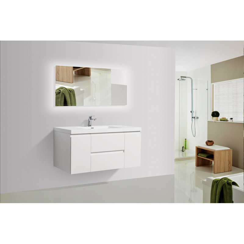 Bianey 46.9'' Single Bathroom Vanity with Resin Top, White
