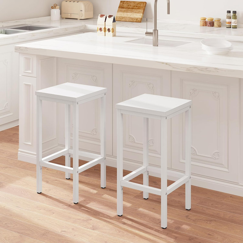 Michealla Counter Stool with Metal Frame, White