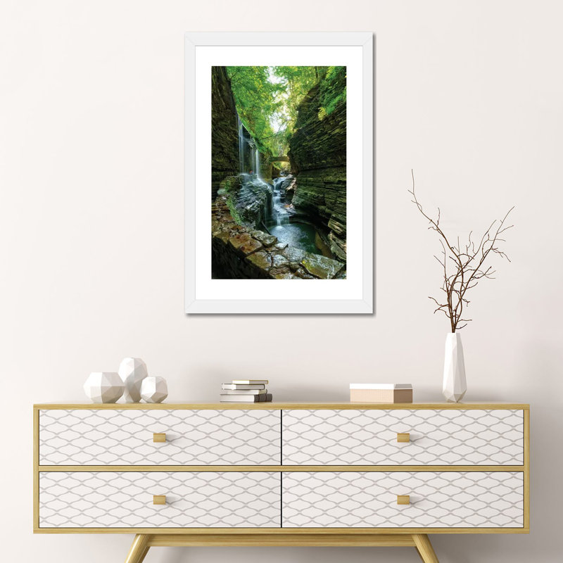 " Rickets Glen " by David Gardiner, 24" H x 16" W x 1" D, White Paper, White