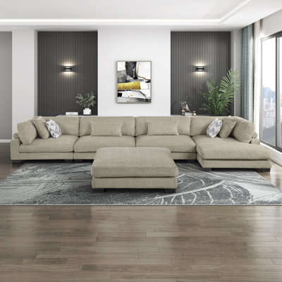Hulett Modern Modular Sectional with Microfiber Fabric, Reversible Cushions, Pocket Coils