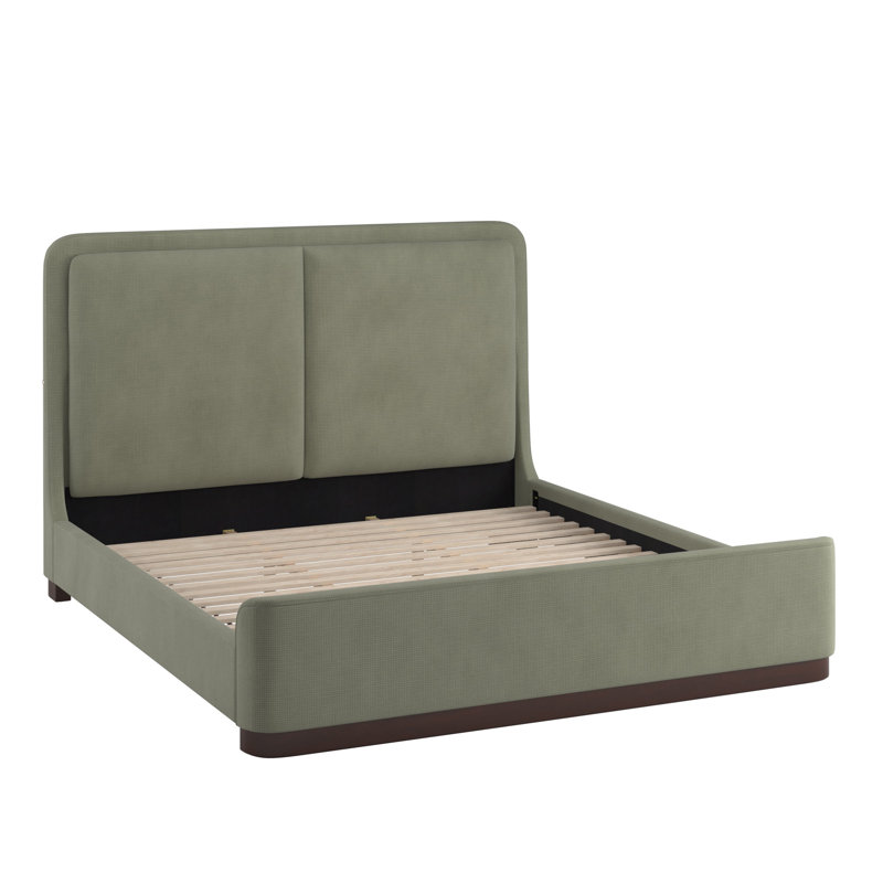 Lit plateforme tapissier en tissu Ingomber , Vert, Très grand