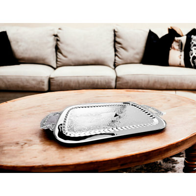 24" Metal Serving Tray With Handles