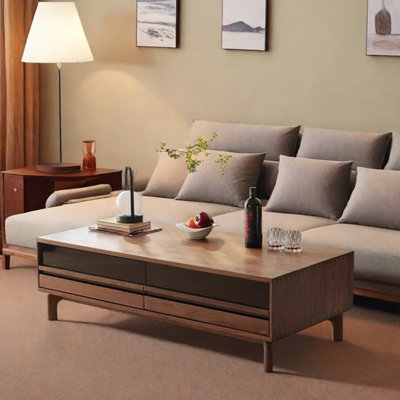 Solid wood coffee table with retro design