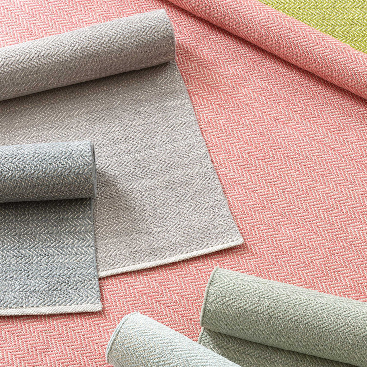 Herringbone Coral Handwoven Cotton Rug