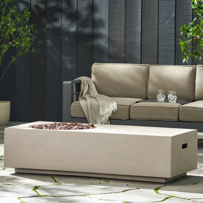 Modern Grey Patio Fireplace With 50,000 Magnesium Oxide 15.04" Fire Pit - , Style