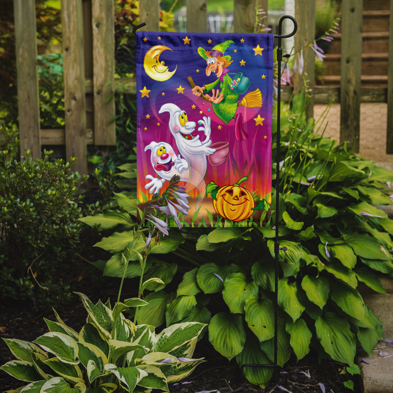 Drapeau de jardin à 2 côtés avec plie et ghosts halloween, H 15 po x l 11 po
