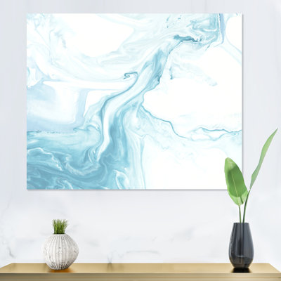 Art en marbre liquide bleu clair et blanc - peinture sur toile