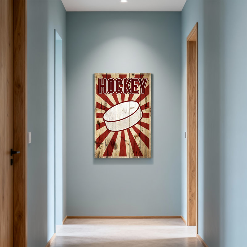 Impression de motif de bois pour le bain et la lessive hockey rondelle, H 18 po x l 12 po