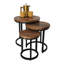 Acacia Wood Round Set Hand Carved 3 Piece Nest of Tables 