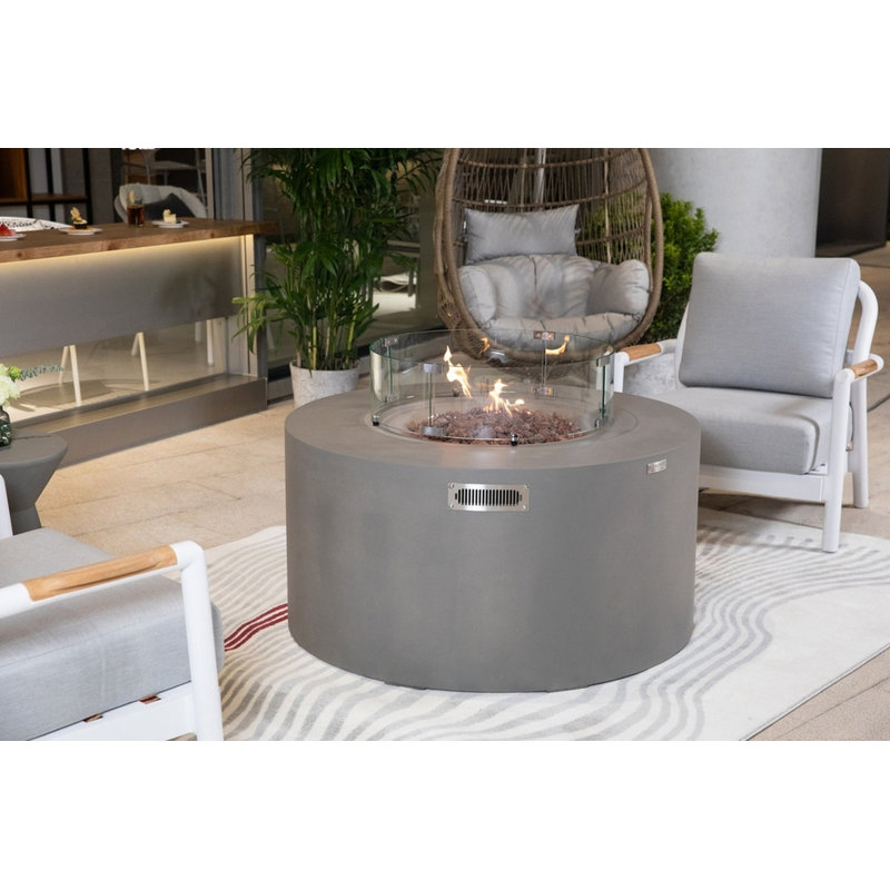 Foyer d'extérieur au propane pour table d'extérieur avec support de réservoir interne Sol Living Pacaya, Gris clair