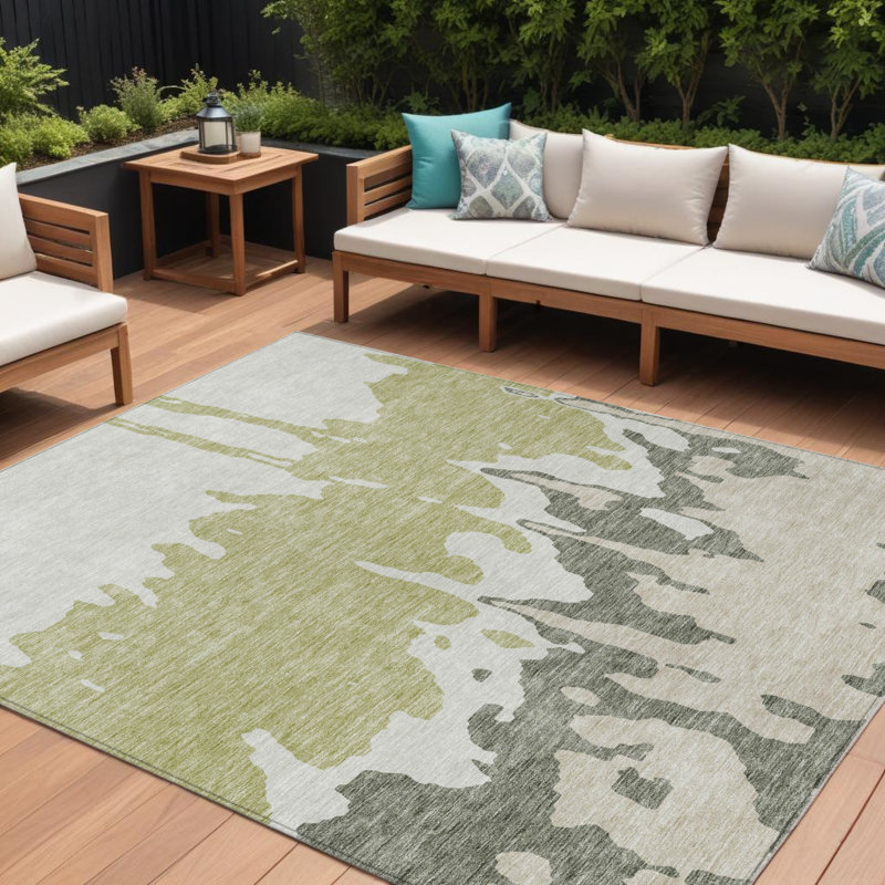 Tapis intérieur lavable abstrait ivoire Arpin 8 pi x 10 pi