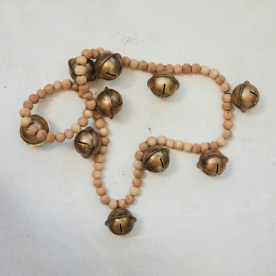 Wood Bead And Metal Bell Garland