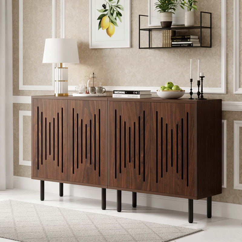 Buffet avec tablettes réglables, Noyer foncé