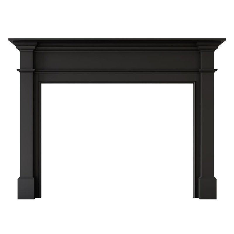 Lakeport Traditional Wood Fireplace Mantel Surround Kit Includes Wooden Mantel Surround And Shelf, Black, 68" L