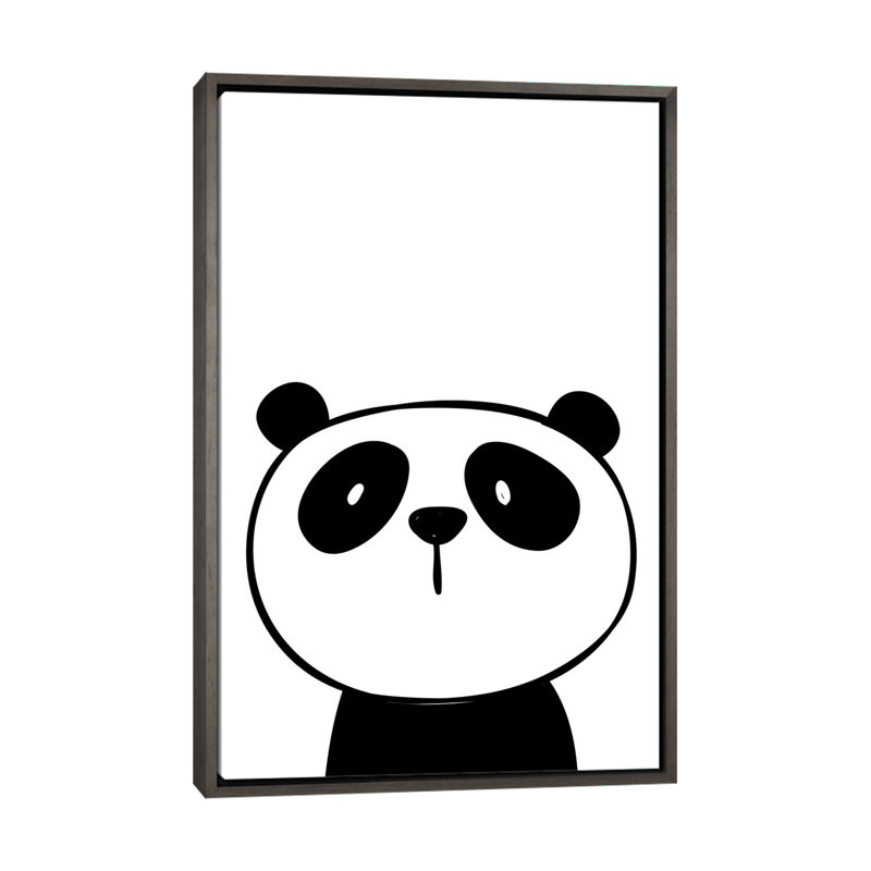 Panda - impression d'art graphique, Pas de tapis, H 60 po x l 40po x P 1,5 po, Toile avec cadre gris