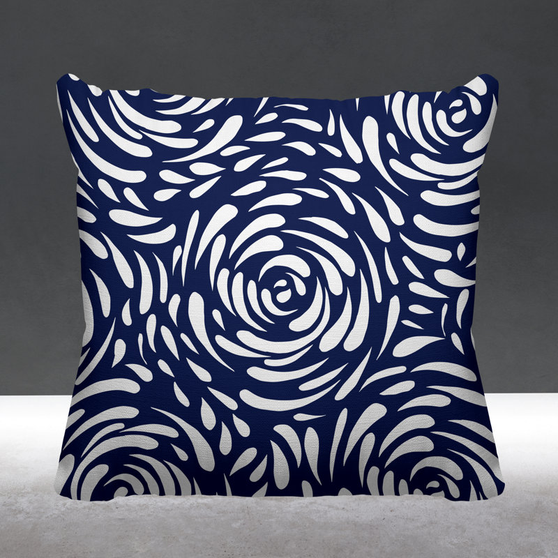 Coussin décoratif intérieur / extérieur Carvell, Bleu marine, L 17 po x H 17 po