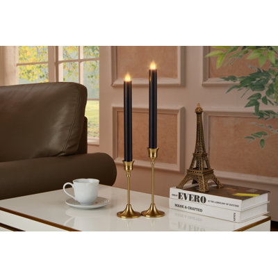 Bougies sans flamme scintillantes avec télécommande et minuterie, bougie de flamme en mouvement 3D à pile fonctionnant jusqu'à 400 heures, bougies de fenêtre de 9 pouces, (noir)