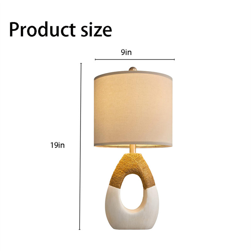 Lampe de bureau de style bohémien, Beige / Blanc