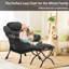 Fauteuil Lazy avec repose-pieds pliant et sac de rangement latéral, fauteuil d'appoint rembourré en velours avec structure en métal, patins antidérapants-1387066440