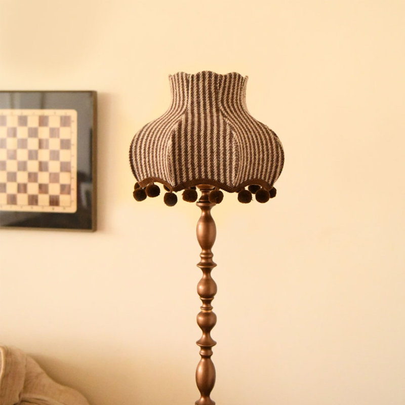 Vintage Nostalgic Fabric & Wrought Iron Floor Lamp