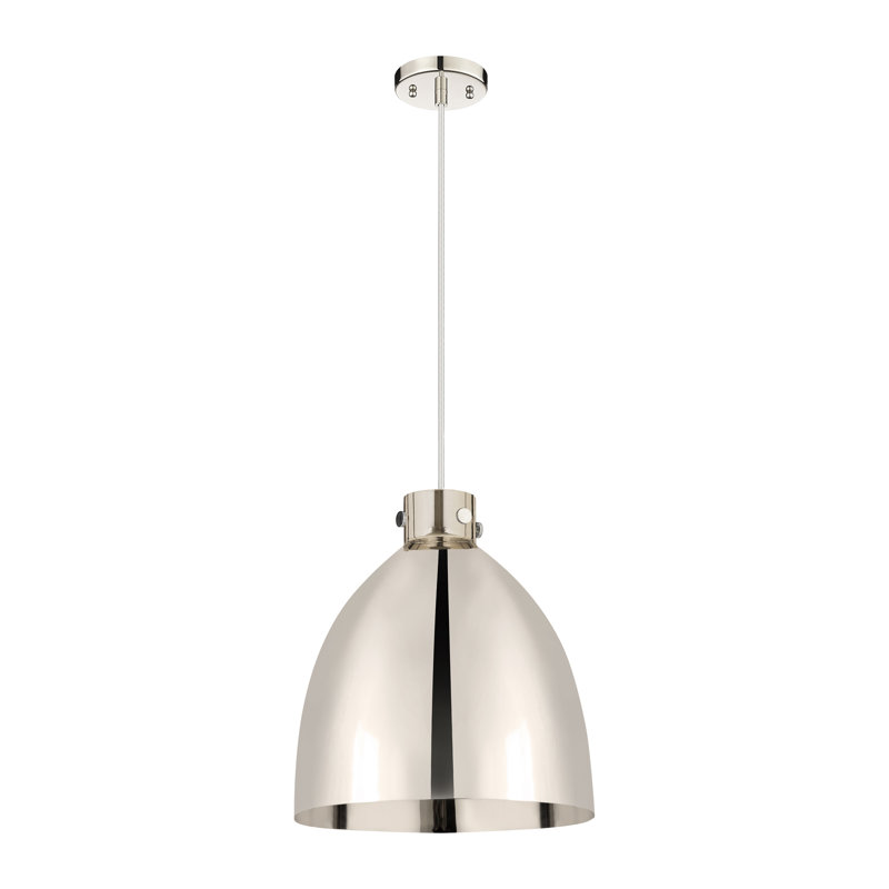 Luminaire suspendu en métal 1 lumière, H 17,38 po x l 16 po x P 16 po, Nickel poli, Nickel poli