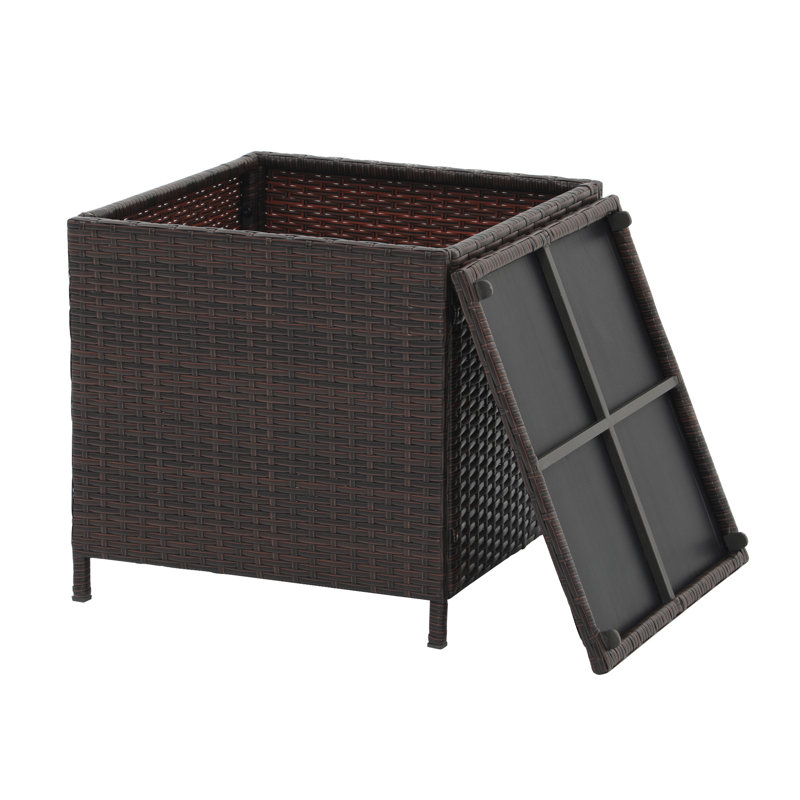 Caimin Square Outdoor Side Table , 18.1 " W 18.1 " D, Brown