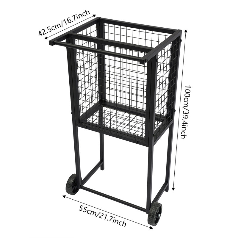 Rolling Cart For Tennis Balls 21.7*16.7*39.4In(W*D*H)