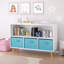 Bibliothèque pour enfants avec tiroirs en tissu pliables, présentoir à livres pour enfants, armoire de rangement pour jouets, blanc / bleu