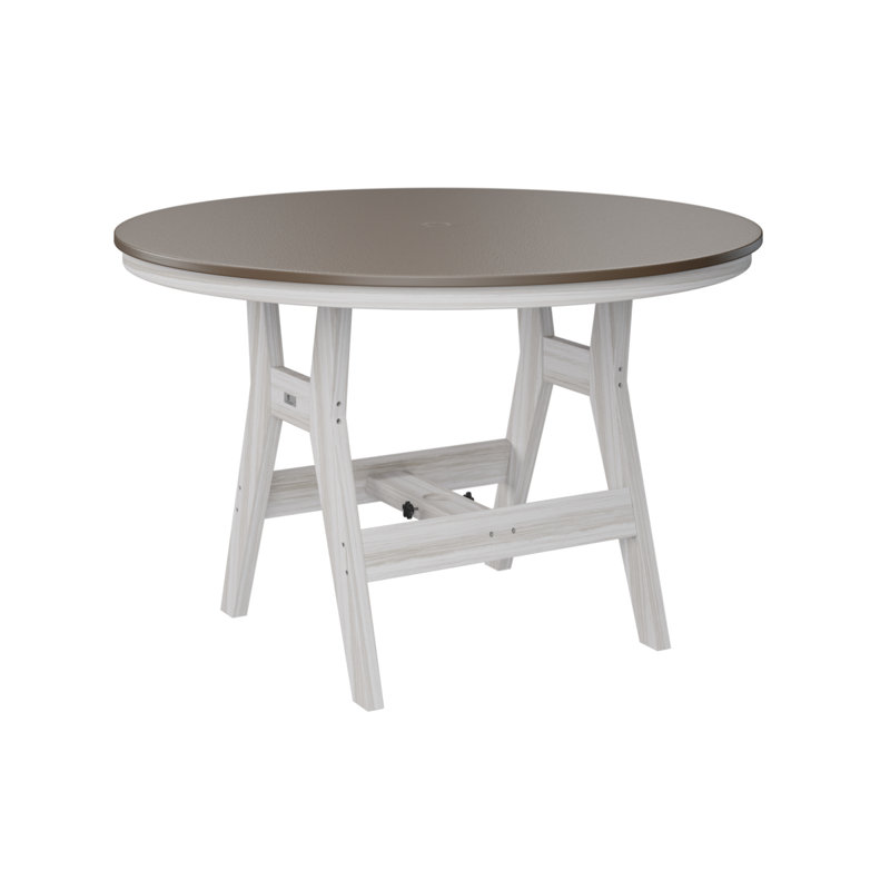 Berlin Gardens Harbor Round Dining Table, Seashell, Hammered Top Bronze, 30.37" H x 48" W x 48" D