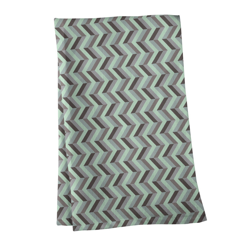 Serviette à thé chevron Mcguigan, Sergé de coton, Gris / vert clair