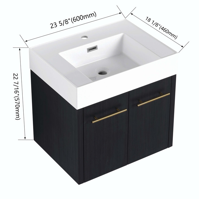 Ensemble de meuble-lavabo simple 23,60 po avec plateau en bois manufacturé Marielene