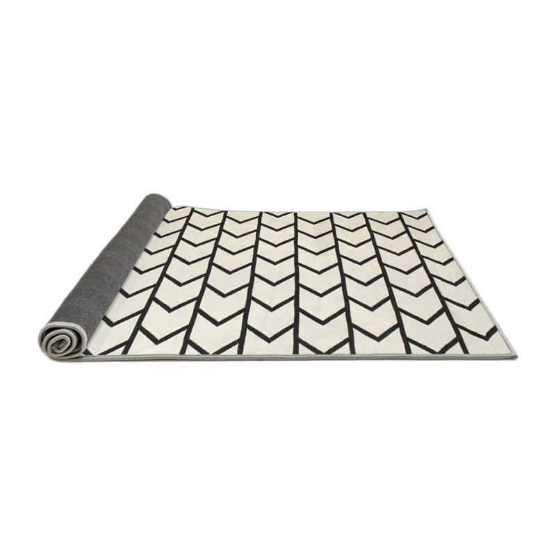 Tapis contemporain blanc / noir, Rond 4 pi