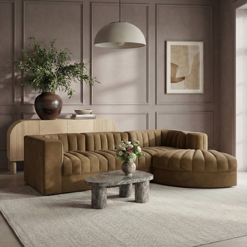 Tissu 4 pièces Demars Velvet Performance Canapé modulaire modulaire, Velours selle