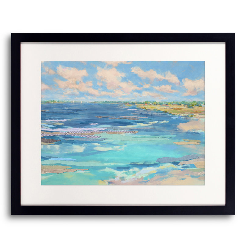 Afternoon On The Harbor Print, 25.2" H x 31.2" W x 0.88" D, Black Single Picture Framed Paper, White
