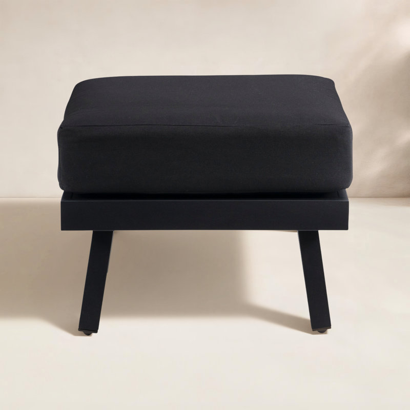 Armando Upholstered Outdoor Ottoman, Black Sunbrella®, Black