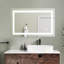 Miroir de salle de bain anti-buée à DEL sans cadre avec éclairage avant et rétroéclairé-517379481