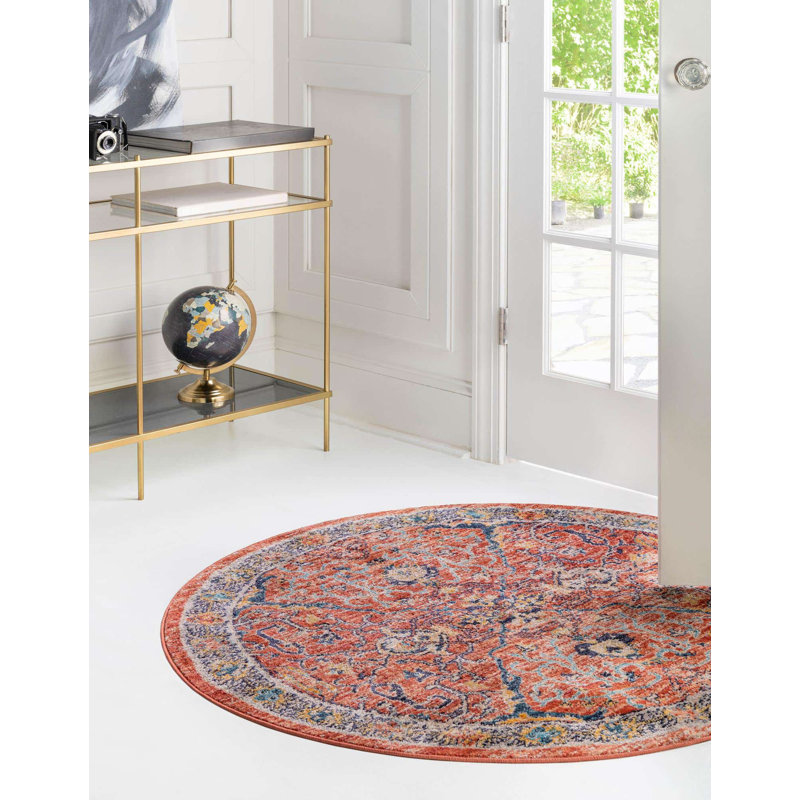 Alkire Floral Indoor Rug, Round 7'