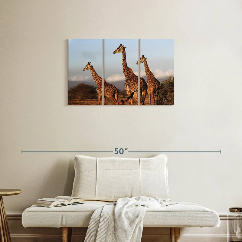 Brampt Three Brown Giraffes, 20" H x 33" W