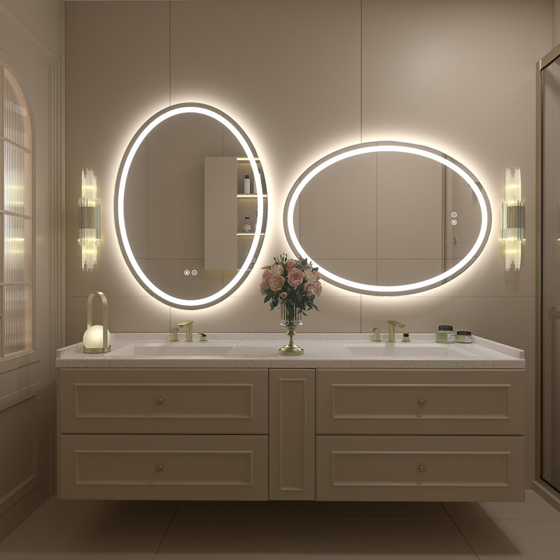 Miroir ovale en verre trempé anti-buée Aevar, 32 po x 24 po
