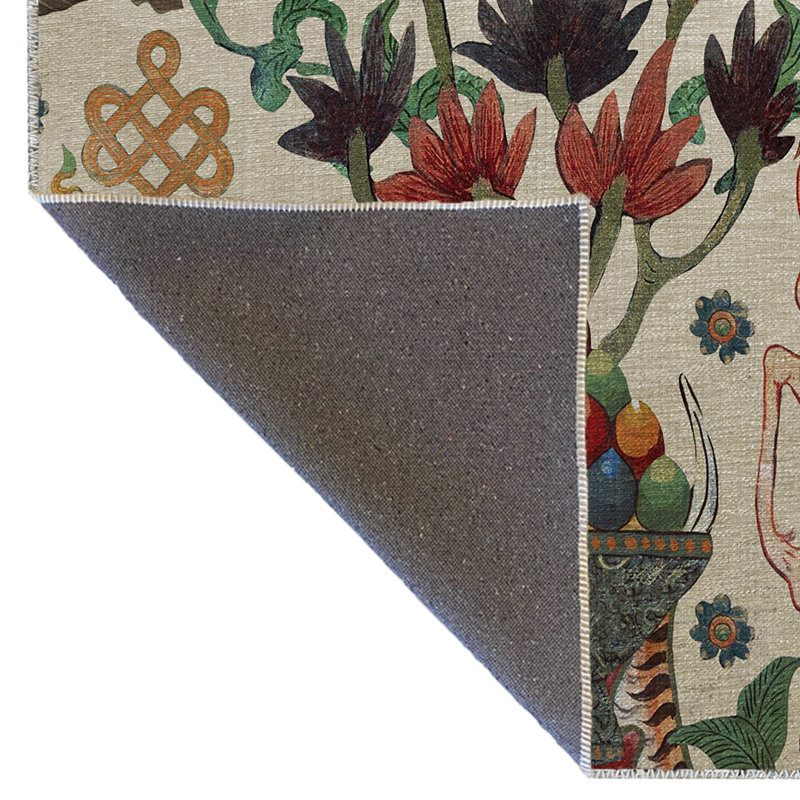 Tapis décoratif moderne à motif clair de dragon, d'éléphant et de cheval, Rectangle 3 pi 3 po x 6 pi 7 po