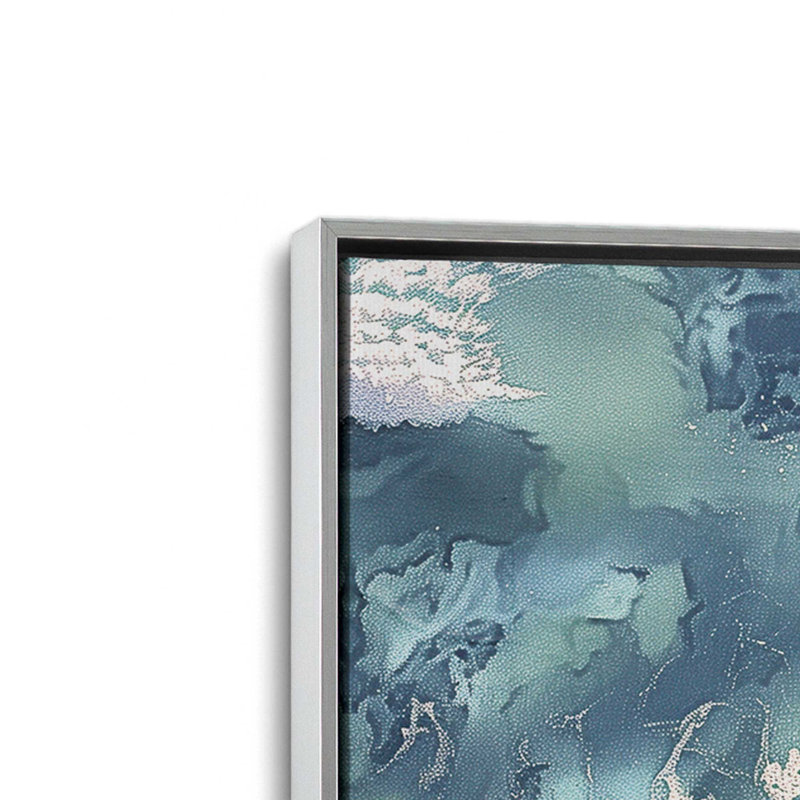 Reproduction aérienne de rivage sur toile par Azure Artisanal Studio, Cadre flottant en chrome poli