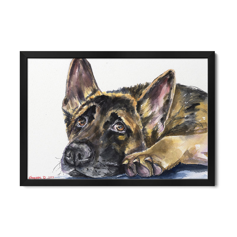 German Shepherd Premium Framed Poster by George Dyachenko, 16" H x 24" W