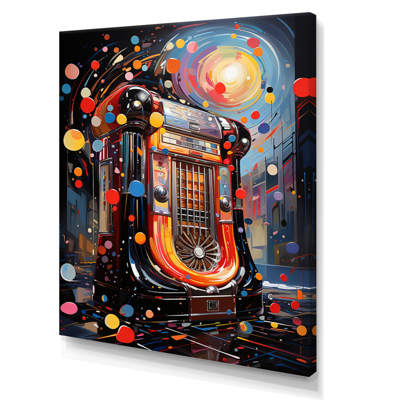 Rock N Roll Jukebox Fever III - Jukeboxes Wall Art, 32" H x 24" W x 1" D, Wrapped Canvas