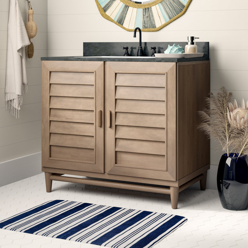 Broeder 36'' Single Bathroom Vanity with Top, Whitewashed Walnut, Lime Delight, 8" Widespread