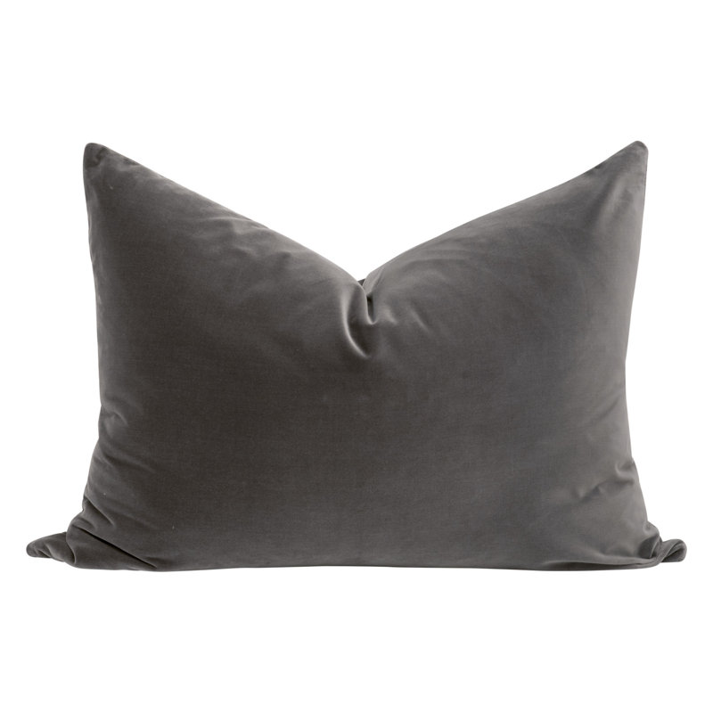 Deluxe 34" Gray Velvet Down-Filled Pillow Set