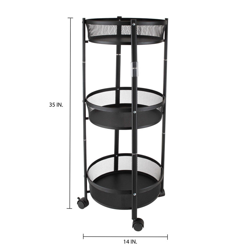 Chariot roulant pliable rond à 3 niveaux Organize It All