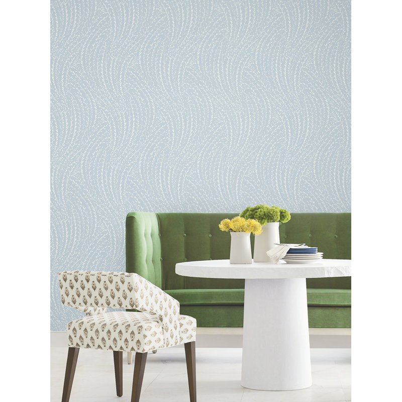 Papier peint botanique bleu ciel Willow Song, Bleu ciel