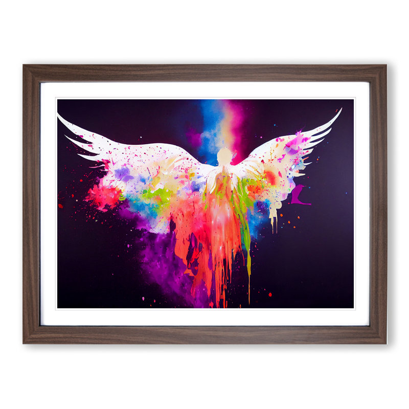 Angel Painted Vol.4 Abstract - Single Picture Frame Print, 25cm H x 34cm W x 2cm D, Walnut Framed
